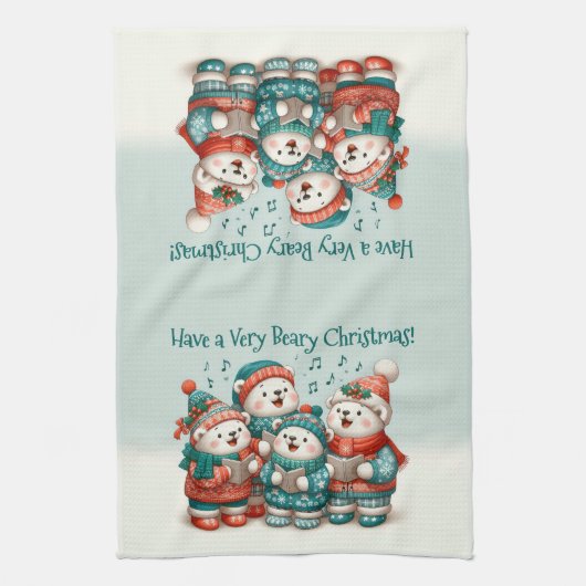 Schattigee Polar Beren Sing Have a Very Beary Chri Theedoek (Verticaal)