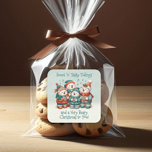 Schattigee Polar Beren Sing Have a Very Beary Chri Vierkante Sticker