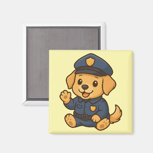 Schattigee Politie Golden Retriever Magneet Schatt (Voorkant / Achterkant)
