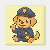 Schattigee Politie Golden Retriever Magneet Schatt (Voorkant)