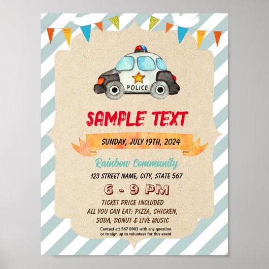 Schattigee Politie thema flyer Poster (Voorkant)