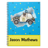 Schattigee politiehond in de auto notitieboek (Voorkant)