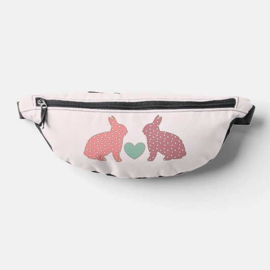 Schattigee Polka Dot Bunnies Pink Heuptasje (Liggend)