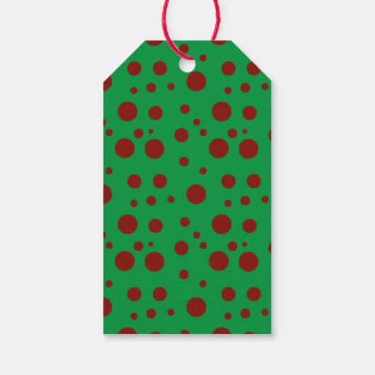 Schattigee polka dot Christmas Red Green patroon Cadeaulabel (Achterkant)