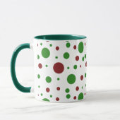 Schattigee polka dot Christmas Red Green patroon Mok (Links)