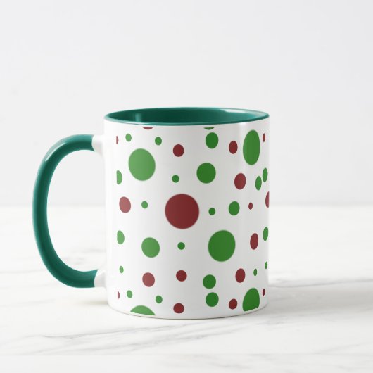 Schattigee polka dot Christmas Red Green patroon Mok (Links)