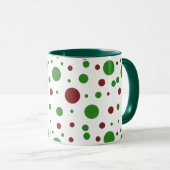 Schattigee polka dot Christmas Red Green patroon Mok (Voorkant rechts)
