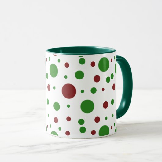 Schattigee polka dot Christmas Red Green patroon Mok (Voorkant rechts)