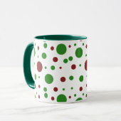 Schattigee polka dot Christmas Red Green patroon Mok (Voorkant links)