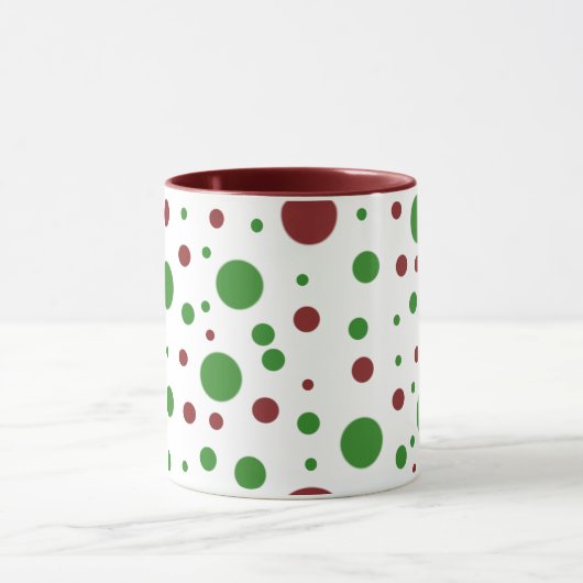 Schattigee polka dot Christmas Red Green patroon Mok (Midden)