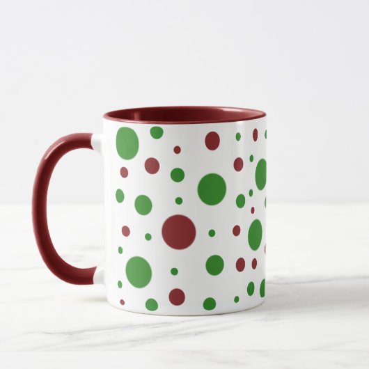 Schattigee polka dot Christmas Red Green patroon Mok (Links)
