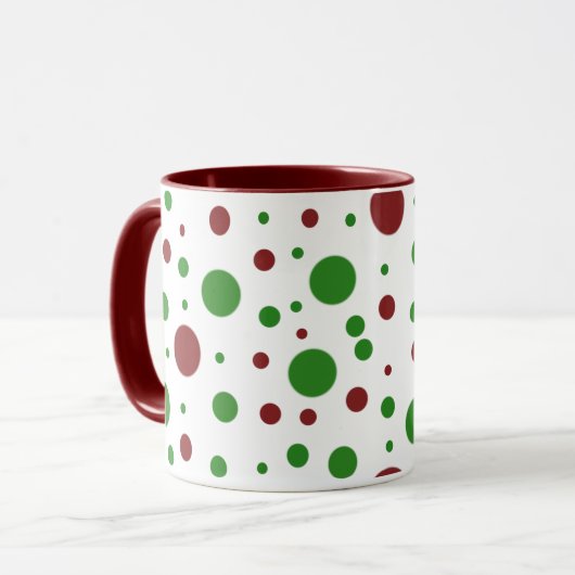 Schattigee polka dot Christmas Red Green patroon Mok (Voorkant links)