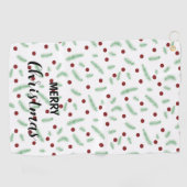 Schattigee polka dot kerstboom rood groen patroon golfhanddoek (Horizontaal)