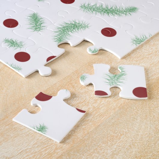 Schattigee polka dot kerstboom rood groen patroon legpuzzel (Zijkant)