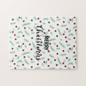 Schattigee polka dot kerstboom rood groen patroon legpuzzel (Horizontaal)
