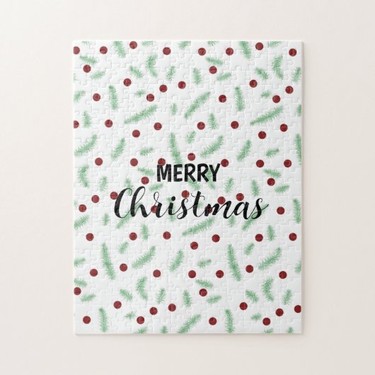 Schattigee polka dot kerstboom rood groen patroon legpuzzel (Verticaal)