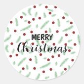 Schattigee polka dot kerstboom rood groen patroon ronde sticker (Voorkant)