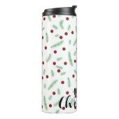 Schattigee polka dot kerstboom rood groen patroon thermosbeker (Gedraaid links)