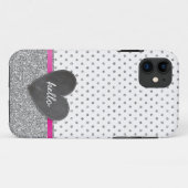 SCHATTIGEE polka dot krijtbord hart glitter zilver Case-Mate iPhone Case (Achterkant (horizontaal))