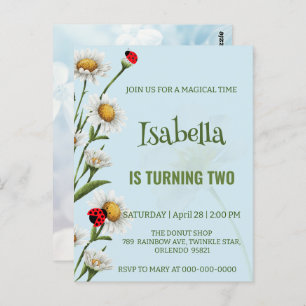 Schattigee Polka dot Ladybug Blue Daisy Kids Verja Briefkaart