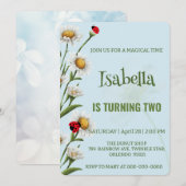 Schattigee Polka dot Ladybug Blue Daisy Kids Verja Kaart (Voorkant / Achterkant)