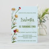 Schattigee Polka dot Ladybug Blue Daisy Kids Verja Kaart (Staand voorkant)