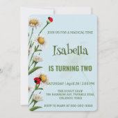 Schattigee Polka dot Ladybug Blue Daisy Kids Verja Kaart (Voorkant)