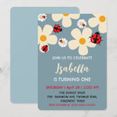 Schattigee Polka dot Ladybug Daisy Flower 1e Verja Kaart (Voorkant / Achterkant)