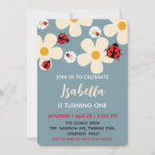 Schattigee Polka dot Ladybug Daisy Flower 1e Verja Kaart (Voorkant)