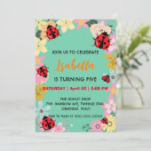 Schattigee Polka dot Ladybug Daisy Sprin Flower Ve Kaart (Staand voorkant)