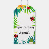 Schattigee Polka dot Ladybug Zomer Bloempalm Verja Cadeaulabel (Voorkant)