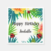 Schattigee Polka dot Ladybug Zomer Bloempalm Verja Servet (Voorkant)