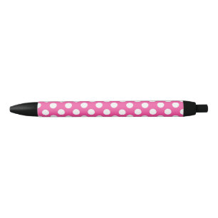 Schattigee Polka Dot Naadloos Patroon op Roze Zwarte Inkt Pen