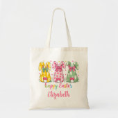 Schattigee Polka Dot Rabbits First Easter geperson Tote Bag (Voorkant)