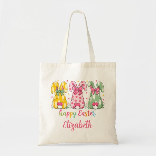 Schattigee Polka Dot Rabbits First Easter geperson Tote Bag (Voorkant)
