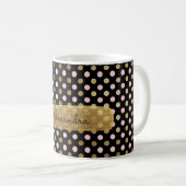 Schattigee Polka Dot Roze en Gouden Koffiebeker Koffiemok (Voorkant rechts)