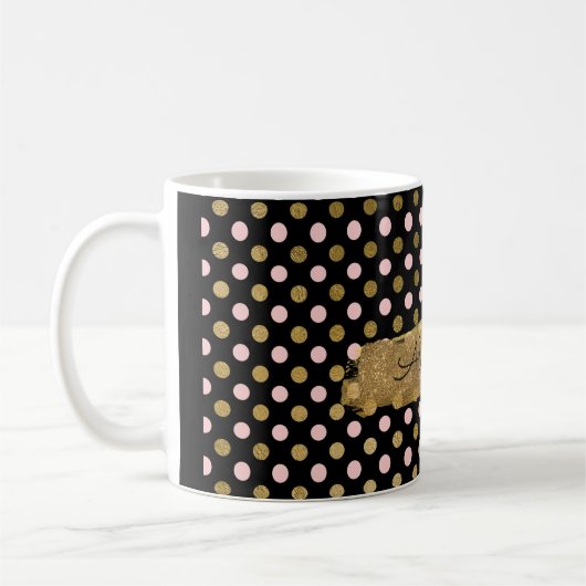 Schattigee Polka Dot Roze en Gouden Koffiebeker Koffiemok (Links)