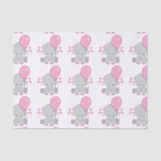 Schattigee Polka Dot Roze Olifanten Meisje Baby Tissuepapier (Voorkant)