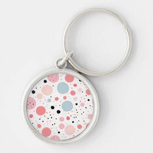 Schattigee polka dot vlekkerig patroon wit sleutelhanger (Voorkant)