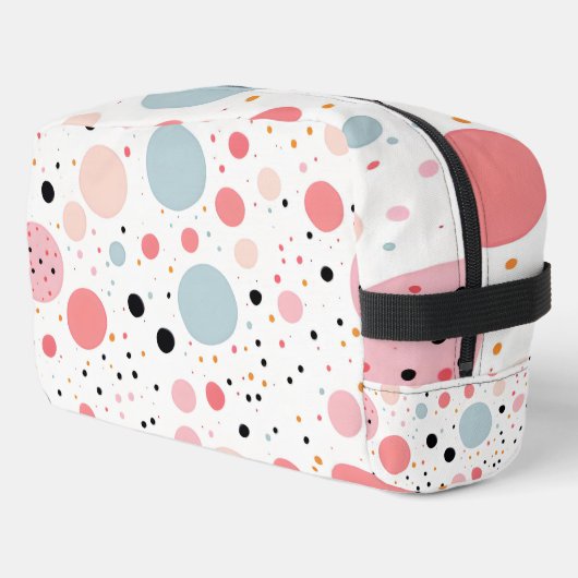 Schattigee polka dot vlekkerig patroon wit toilettasje (Linkerhoek)