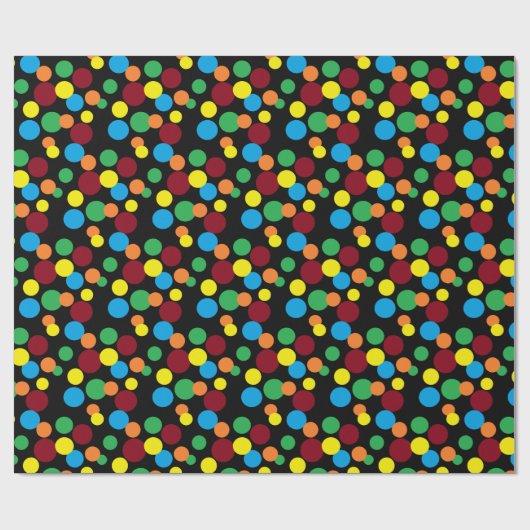 Schattigee Polka Dots op Zwart FUN Cadeaupapier (Vlak)