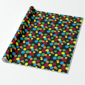 Schattigee Polka Dots op Zwart FUN Cadeaupapier (Uitgerold)