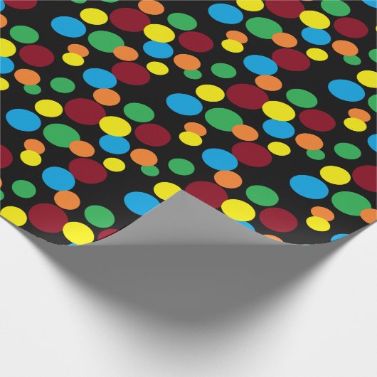 Schattigee Polka Dots op Zwart FUN Cadeaupapier (Hoek)