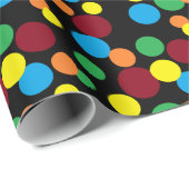 Schattigee Polka Dots op Zwart FUN Cadeaupapier (Rol Hoek)