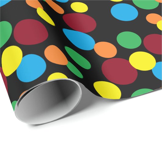 Schattigee Polka Dots op Zwart FUN Cadeaupapier (Rol Hoek)