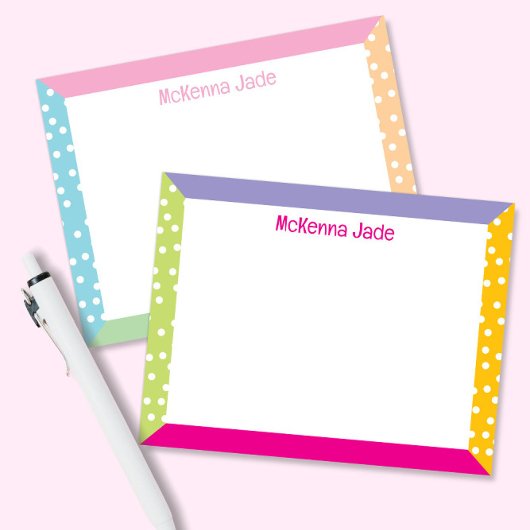 Schattigee Polka Dots Pastel Spring Easter Station Notitiekaartje