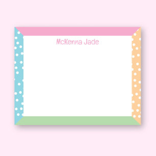 Schattigee Polka Dots Pastel Spring Easter Station Notitiekaartje