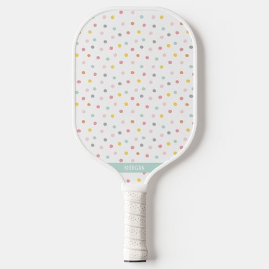 Schattigee polka stippen in pastelkleuren pickleball paddle (Voorkant)