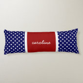 Schattigee polka stippen, rood wit & blauw, jouw n lichaamskussen (Achterkant)