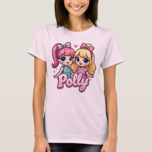 Schattigee Polly Dolls Figures T-shirt voor Vrouwe